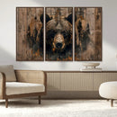 Rustic Grizzly 399 Wall Art | Triptych Canvas Print | Rustic