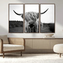 Highland Cow Wall Art | Black and White Farmhouse Decor |