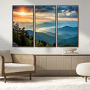 Sunrise Over Mountain Range Wall Art Canvas Print, Farmhouse