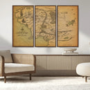 Middle Earth Map Canvas Wall Art – Vintage Fantasy Map