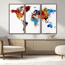 Colorful World Map Canvas Wall Art Print, Contemporary
