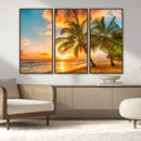Tropical Sunset Beach Canvas Wall Art Print – Vibrant Palm by MyGreatCanvas | Canvas Wall Art Prints | Photo Prints & Wall Decor