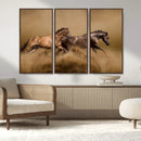 Large Wall Art Canvas Print – Two Running Brown Horses
