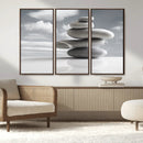 Still Life Black and White Zen Stones Wall Art Canvas,