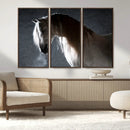Large Wall Art Cream Colored Horse on Grey Background Canvas