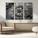 Ship Steering Wheel Vintage Wall Art Canvas Print