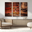 Whiskey and Cigar Canvas Wall Art | 3 Panel Bar Room Decor by MyGreatCanvas | Canvas Wall Art Prints | Photo Prints & Wall Decor