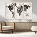 Abstract Map Printing - Modern World Map Canvas Wall Art for