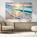 Sunset Beach Waves Canvas Wall Art – 5-Panel Ocean Sunset by MyGreatCanvas | Canvas Wall Art Prints | Photo Prints & Wall Decor