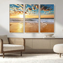 Golden Sunset Beach Print Canvas Wall Art, Giclee Canvas