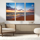 Serene Ocean Sunset Canvas Print, Golden Hour Beach Wall
