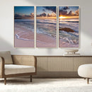 Sea Ocean Sunset Beach Wall Art Canvas Print
