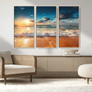 Golden Sunset Beach Triptych Canvas Art, Giclee Coastal Wall by MyGreatCanvas | Canvas Wall Art Prints | Photo Prints & Wall Decor