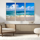 Tropical Beach 3-Panel Canvas Wall Art – Serene Ocean Waves