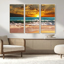 Golden Sunset Beach Canvas Wall Art – Triptych Seascape by MyGreatCanvas | Canvas Wall Art Prints | Photo Prints & Wall Decor