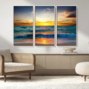 Vibrant Ocean Sunrise Over Golden Beach Waves, Giclee Canvas by MyGreatCanvas | Canvas Wall Art Prints | Photo Prints & Wall Decor
