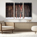 Vintage Ski Gear Canvas Print, Vintage Ski Gear Against