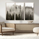 Foggy Mountain Wall Art | 3-Panel Foggy Forest and Mountain