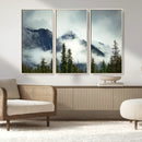 Mountain Mist Canvas Wall Art Print | 3-Panel Foggy Forest