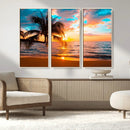Palm Tree Sunset On The Beach Wall Art Canvas, Framed Palm by MyGreatCanvas | Canvas Wall Art Prints | Photo Prints & Wall Decor