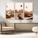 Boho Wall Art Canvas Print Set Mid-Century Prints Bohemian