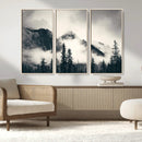 Large Foggy Mountain Forest Wall Art Canvas Print | Misty