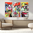 Picasso Style Art Abstract Canvas Wall Art Print , Colorful