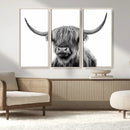 Grayscale Scottish Highland Cow Cattle Art Print Farmhouse by MyGreatCanvas | Canvas Wall Art Prints | Photo Prints & Wall Decor