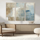 Abstract Blue and Beige Wall Art, Modern Minimalist Canvas