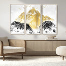 Golden Mountain Triptych Wall Art Canvas Print, Modern