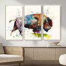 Abstract Buffalo Wall Art, Western Watercolor Bison Canvas