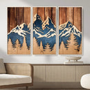 Rustic Wood Style Mountain Wall Art, Nature Forest Canvas