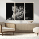 Lion Couple Wall Art Canvas Print – Elegant Black and White