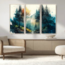 Watercolor Trees Forest Abstract Wall Art Canvas Print,