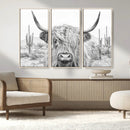 Rustic Charm | Cow Longhorn Black White Bighorn Wall Art by MyGreatCanvas | Canvas Wall Art Prints | Photo Prints & Wall Decor