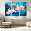 Pink Lotus Flower Canvas Wall Art | Vibrant Floral Wall