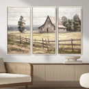 Rustic Farmhouse Barn Wall Art | 3-Panel Framed Gallery Wrap