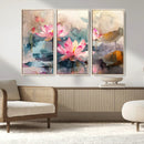 Lotus Flower Wall Art | 3-Panel Giclee Canvas Print of Pink by MyGreatCanvas | Canvas Wall Art Prints | Photo Prints & Wall Decor