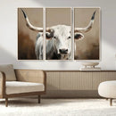 White Longhorn Bull Wall Art Canvas Print – Framed and Ready by MyGreatCanvas | Canvas Wall Art Prints | Photo Prints & Wall Decor