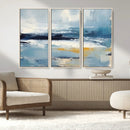 Abstract Ocean Canvas Wall Art - Coastal Blue and Gold