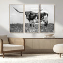 Texas Black White Highland Longhorn Cow Wall Art Canvas by MyGreatCanvas | Canvas Wall Art Prints | Photo Prints & Wall Decor