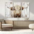 Rustic Longhorn Bull Wall Art Canvas Set – Western-Inspired