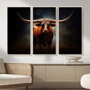 Abstract Texas Longhorn Wall Art Print | 3-Panel Large Texas