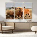 Highland Cow Canvas Wall Art Animal Print for Farm House