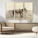 Cowboy Wall Art - Western Horse Canvas Print - Vintage