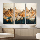Rustic Wood Mountain Wall Art Print | Triptych Giclee Print