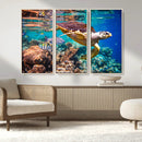 Sea Turtle Wall Art Canvas Print – Vibrant Ocean Coral Reef