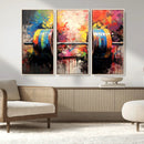 Weightlifting Barbell Art Triptych, Bold Abstract Fitness