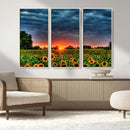 Golden Sunflower Field at Sunset – Breathtaking Sky and