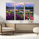 Vibrant Wildflower Garden and Mountain View Giclee Canvas